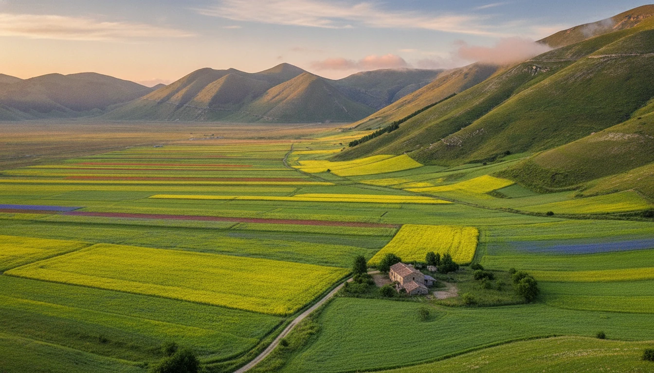 Castelluccio di Norcia, la fioritura delle lenticchie sul Pian Grande